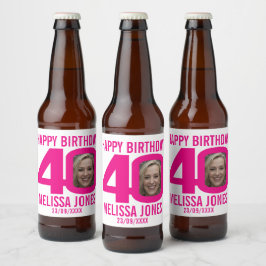 Rótulo Para Garrafa De Cerveja Rótulo de nome de foto personalizado do aniversári