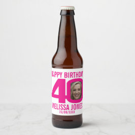 Rótulo Para Garrafa De Cerveja Rótulo de nome de foto personalizado do aniversári