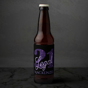 Rótulo Para Garrafa De Cerveja Roxo 21 e Ofício aniversário de 21 anos de chi