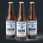 Rótulo Para Garrafa De Cerveja Royal Blue Gold Class of 2026 Graduation Party<br><div class="desc">Customize your own royal blue and gold Class of 2026 graduate beer labels for a college graduation party. Cool varsity letters for the year on great custom labels for university senior gifts.</div>