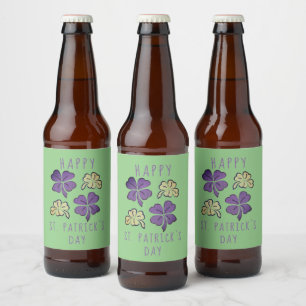 Rótulo Para Garrafa De Cerveja Rua Feliz de Shamrock Feliz, dia de Patrick