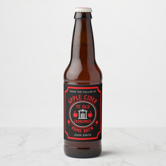 Rótulo Para Garrafa De Cerveja Rustic Apple Cider Personalizado (Frente)