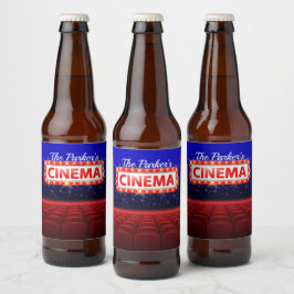 Rótulo Para Garrafa De Cerveja Sala Personalizada da Família Cinema em Cinema