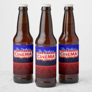 Rótulo Para Garrafa De Cerveja Sala Personalizada da Família Cinema em Cinema