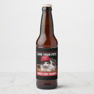 Rótulo Para Garrafa De Cerveja Salve Seus Animais Vote em Trump Citação Eleição E