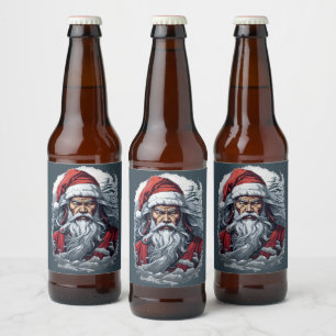 Rótulo Para Garrafa De Cerveja Samurai Papais noeis Warrior Christmas Art Gift