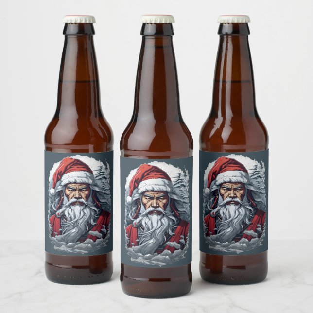 Rótulo Para Garrafa De Cerveja Samurai Papais noeis Warrior Christmas Art Gift (Garrafas)