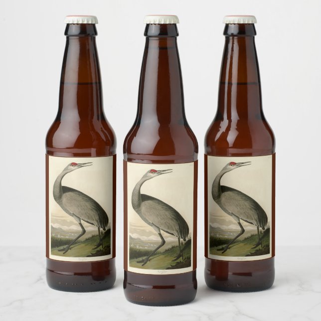 Rótulo Para Garrafa De Cerveja Sandhill Crane das Aves da América de Audubon (Garrafas)