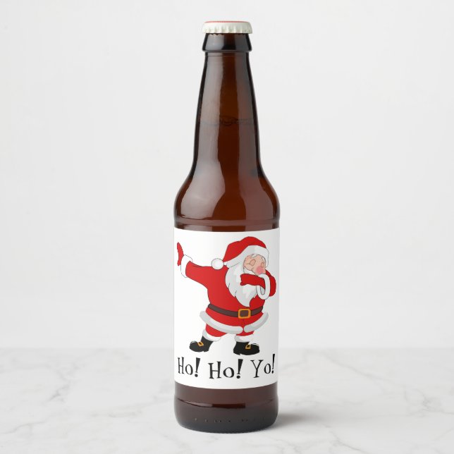 Rótulo Para Garrafa De Cerveja Santa Claus Dabbing Personalize (Frente)