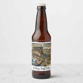 Rótulo Para Garrafa De Cerveja Santa Cruz California Illustrated Map UCSC Wharf