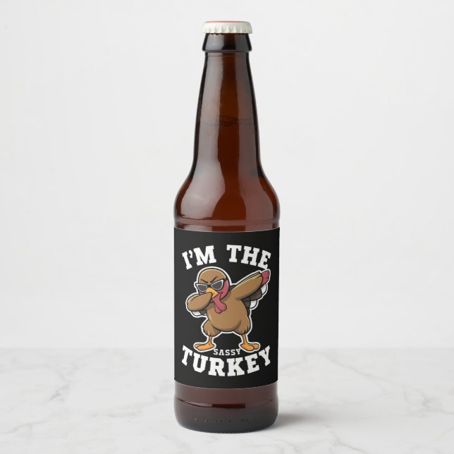 Rótulo Para Garrafa De Cerveja Sassy Turkey Matching Family Graças Party (Frente)