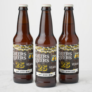 Rótulo Para Garrafa De Cerveja Saudações e Cervejas para 25 Anos de Aniversário R