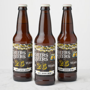Rótulo Para Garrafa De Cerveja Saudações e Cervejas para 26 Anos de Aniversário R