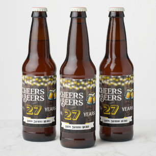 Rótulo Para Garrafa De Cerveja Saudações e Cervejas para 27 Anos de Aniversário R