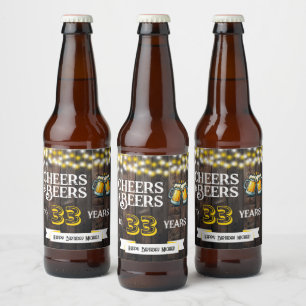 Rótulo Para Garrafa De Cerveja Saudações e Cervejas para 33 Anos de Aniversário R
