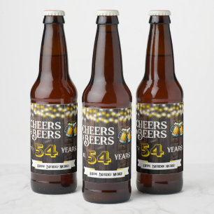 Rótulo Para Garrafa De Cerveja Saudações e Cervejas para 54 Anos de Aniversário R