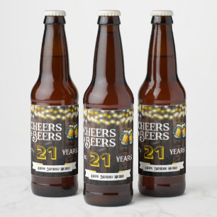 Rótulo Para Garrafa De Cerveja Saudações e Cervejas para os 21 Anos de Aniversári