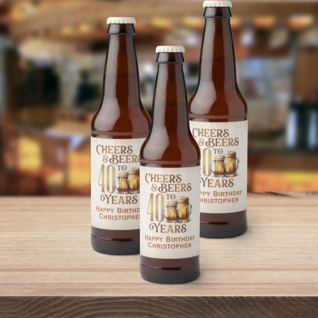 Rótulo Para Garrafa De Cerveja Saúde e aniversário de 40 anos de Cervejas (Criador carregado)