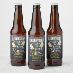 Rótulo Para Garrafa De Cerveja Saúde e Cerveja a 60 anos de Festa de aniversári
