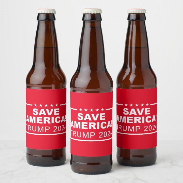 Rótulo Para Garrafa De Cerveja Save America Trump 2024 (Garrafas)