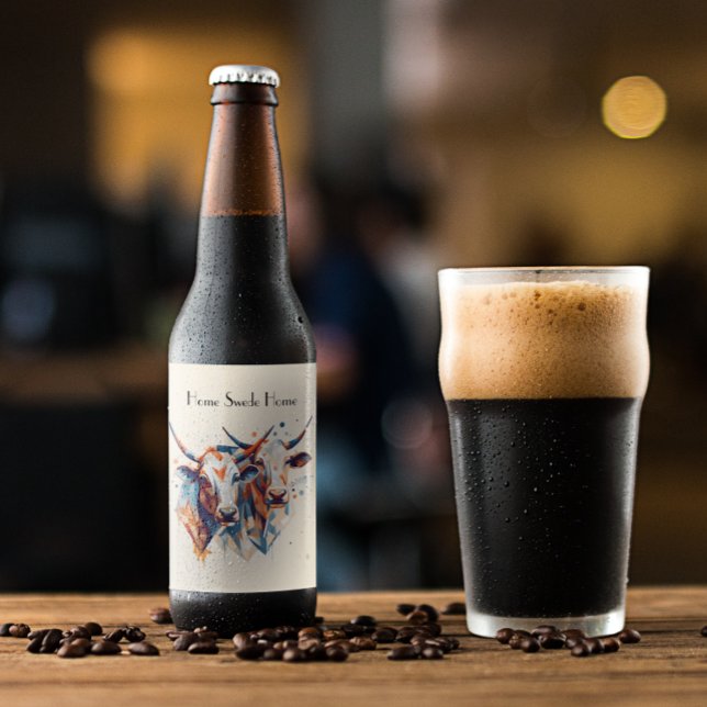 Rótulo Para Garrafa De Cerveja Scandi Farmhouse Cattle, costume (Criador carregado)