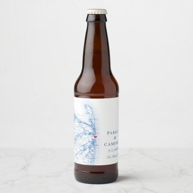 Rótulo Para Garrafa De Cerveja Sea Bright New Jersey Mapa Casamento Legante (Frente)