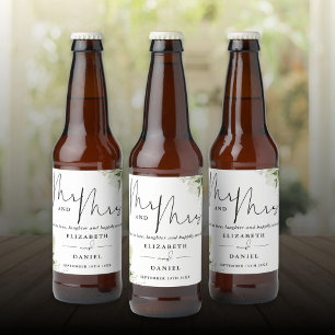 Rótulo Para Garrafa De Cerveja Senhor e Senhora Brindamos ao Amor Verde Casamento