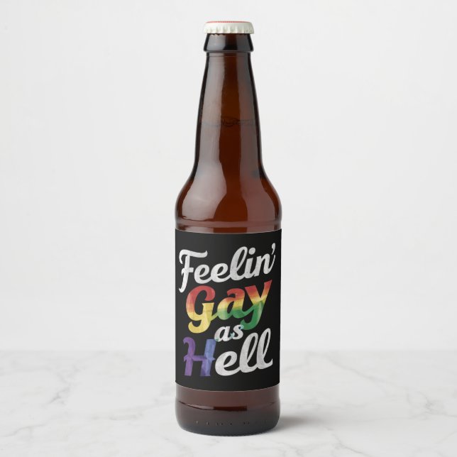 Rótulo Para Garrafa De Cerveja Sentir Gay como orgulho LGBT (Frente)