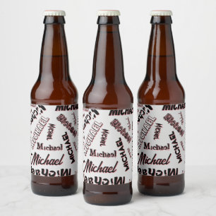 Rótulo Para Garrafa De Cerveja Seu nome é padrão monograma rosa cor sombra