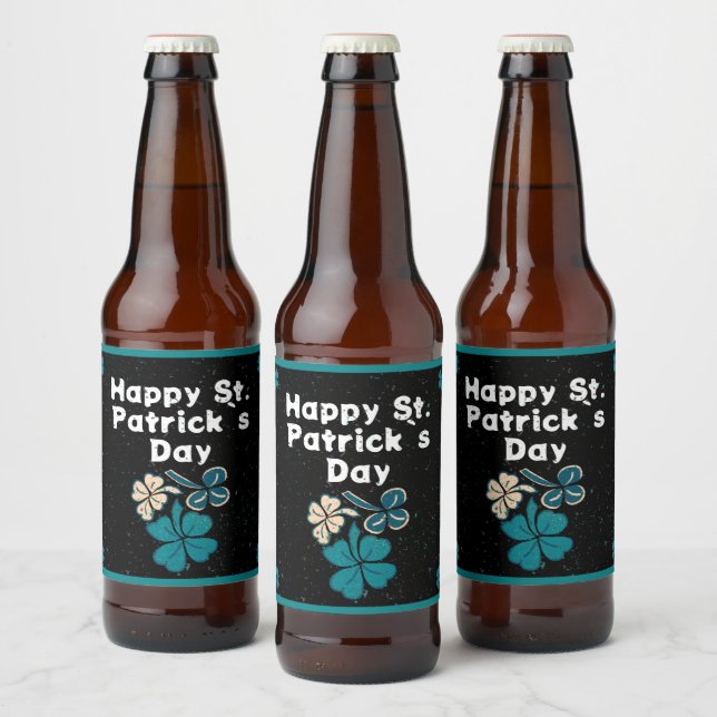 Rótulo Para Garrafa De Cerveja Shamrock Clover Irish Happy Rua. (Garrafas)