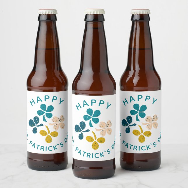 Rótulo Para Garrafa De Cerveja Shamrock de Véu Desenhando Ruas Felizes. Dia de Pa (Garrafas)