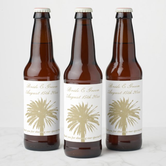 Rótulo Para Garrafa De Cerveja Silhueta de palmeira bege de beige de praia afuta (Garrafas)
