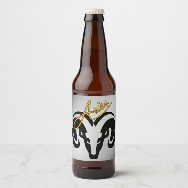 Rótulo Para Garrafa De Cerveja Silver Aria o Ram Zodiac (Frente)