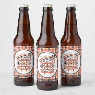 Rótulo Para Garrafa De Cerveja Símbolo de Dia das Bruxas da Vintagem Retroativa -