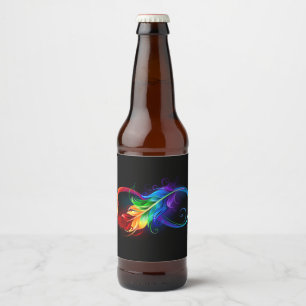 Rótulo Para Garrafa De Cerveja Símbolo infinito com pena de arco-íris