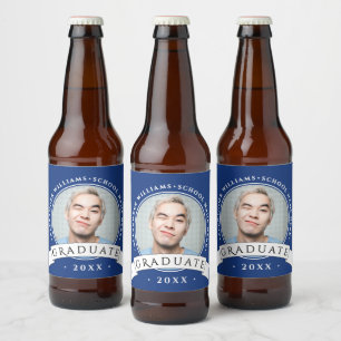 Rótulo Para Garrafa De Cerveja Simples Moderno Azul Marinho Graduação Faculdade E
