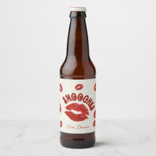 Rótulo Para Garrafa De Cerveja Smooches, lábios vermelhos