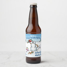 Rótulo Para Garrafa De Cerveja Snowman Ataca Cartoon Engraçado