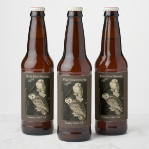 Rótulo Para Garrafa De Cerveja Snowy Owl, Pássaros da América de John James Audub