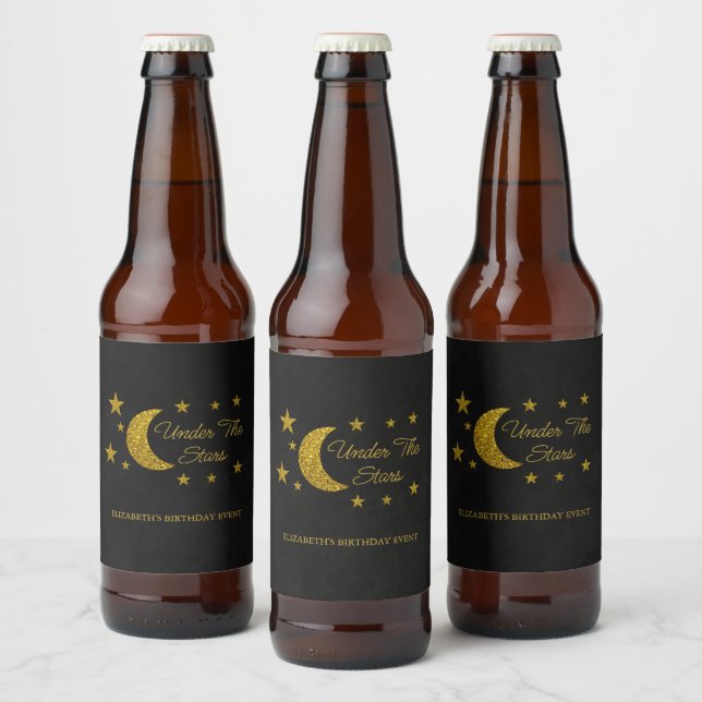 Rótulo Para Garrafa De Cerveja Sob o Aniversário das Estrelas (Garrafas)