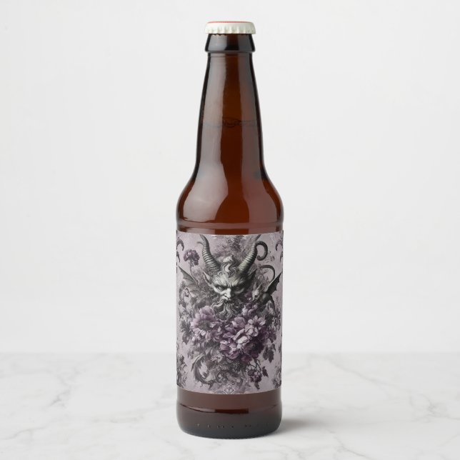 Rótulo Para Garrafa De Cerveja Soberano dos Mortos - Floral Gótico (Frente)