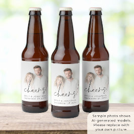 Rótulo Para Garrafa De Cerveja Sobreposição de Foto de Recém-Casados Minimalista