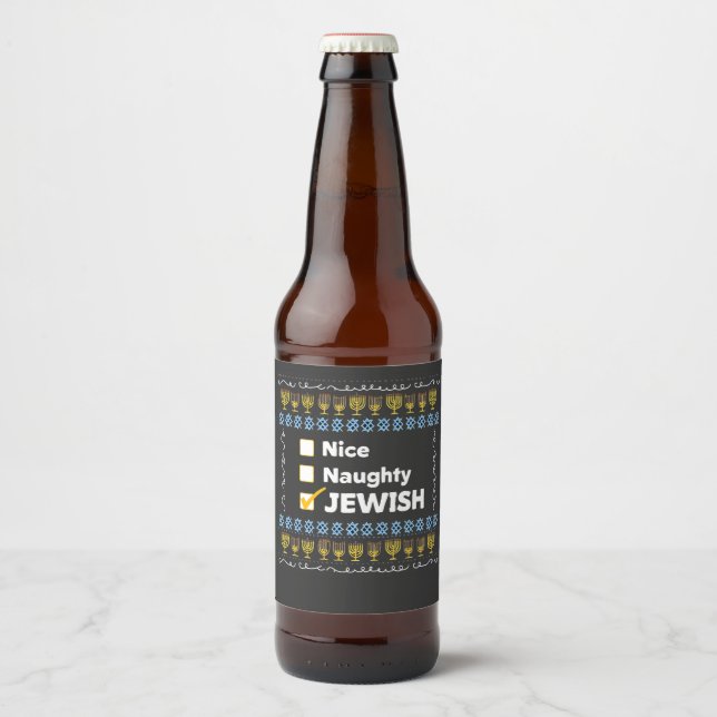 Rótulo Para Garrafa De Cerveja Suéter malvado Hanukkah Ugly (Frente)