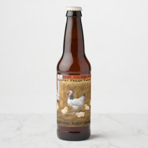 Rótulo Para Garrafa De Cerveja Sussex Chicken Mama Hen e Pintinhos