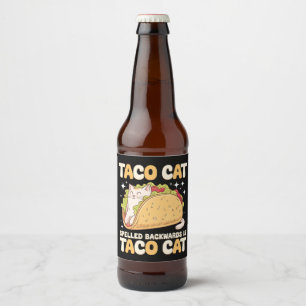 Rótulo Para Garrafa De Cerveja Tacocat Escrito ao Contrário Taco Cat Mexicano