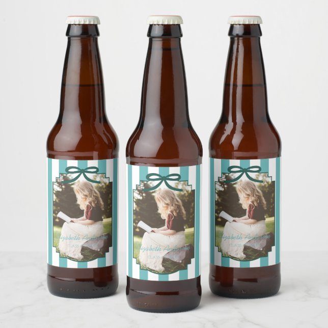 Rótulo Para Garrafa De Cerveja Teal Green Graduation (Garrafas)