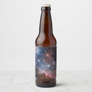 Rótulo Para Garrafa De Cerveja Telescópio do Hubble da Nebulosa Vermelha e Azul