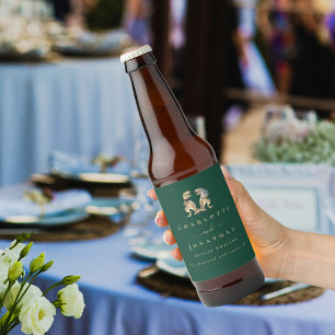 Rótulo Para Garrafa De Cerveja Tema Dinossauro Casamento Verde Escuro
