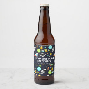 Rótulo Para Garrafa De Cerveja Tema legal do espaço - astronautas & navios de