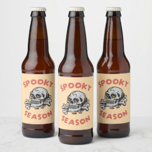 Rótulo Para Garrafa De Cerveja Temporada Assustadora Crânio Assustador do Hallowe